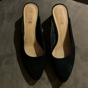 Nick and Zoe Jayla, black suede slides, size 9